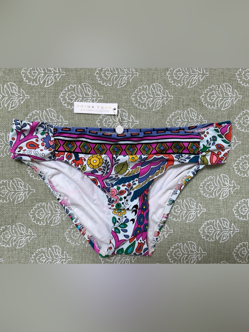 Trina Turk White Multicolor Bikini Bottoms